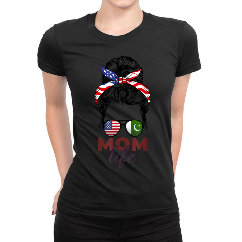 Pakistani American Messy Bun Women Ladies Fitted T-Shirt by Queens | Artistshot