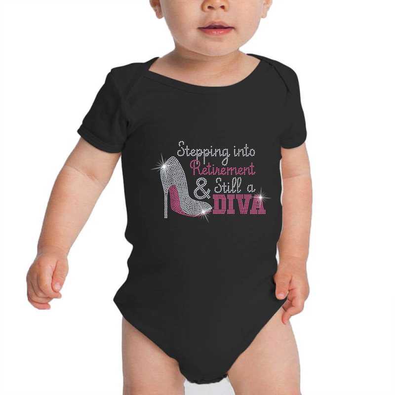 Stepping Into Retirement And Still A Boss Bling Rhinestone T Shirt Baby Bodysuit by cm-arts | Artistshot