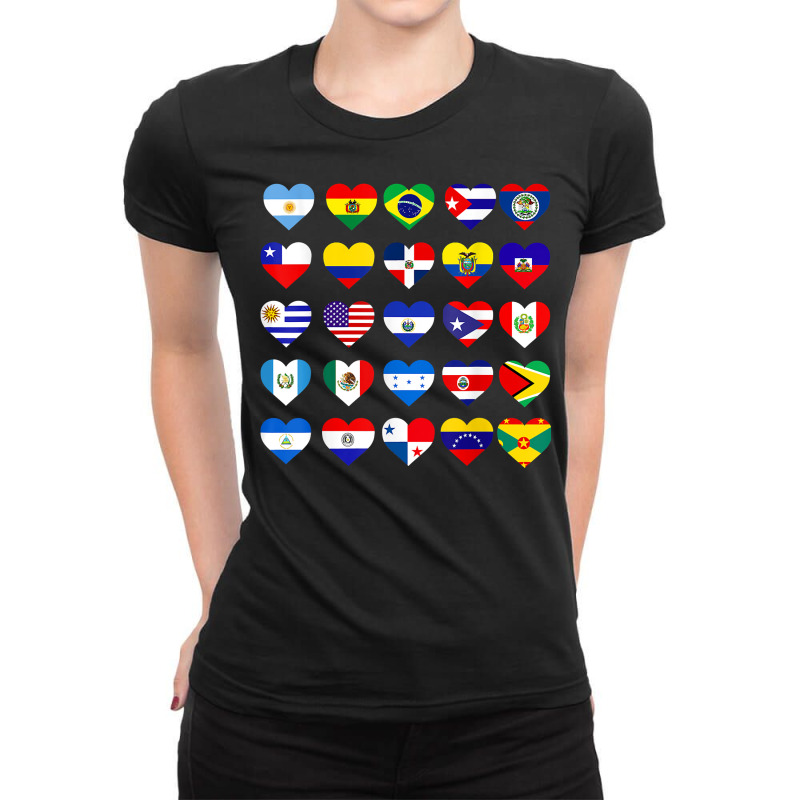 All Latin American Flags Countries Hispanic Latino Pride T Shirt Ladies Fitted T-Shirt by byfaesaexow | Artistshot