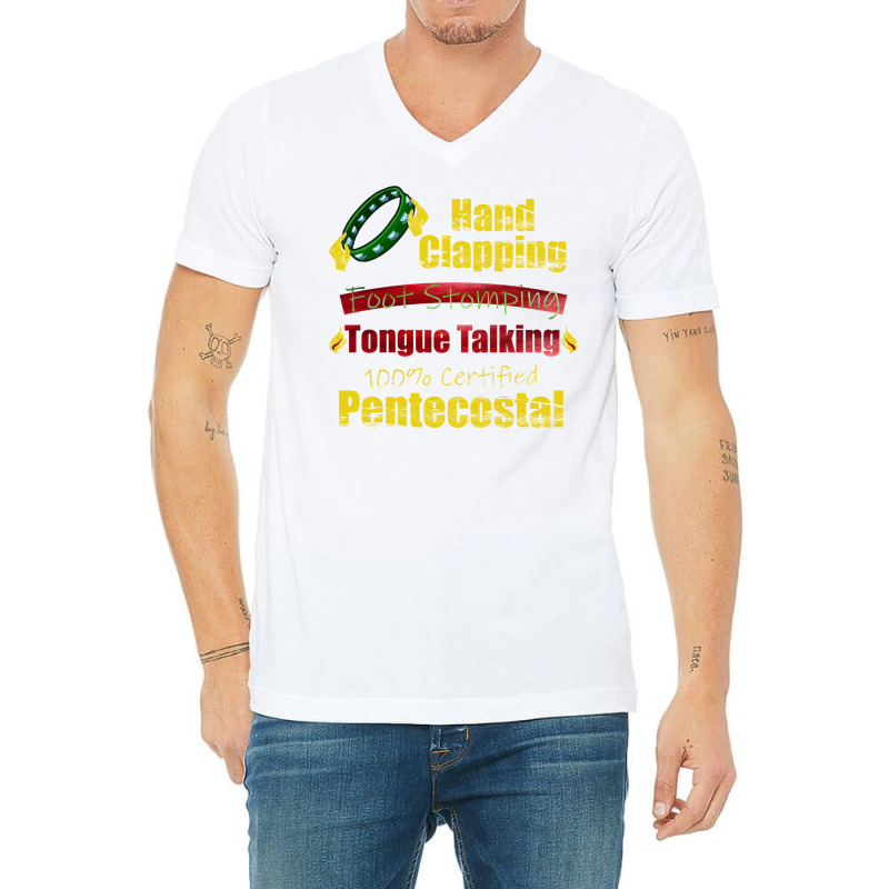 Hand Clapping Foot Stomping Tongue Talking Pentecostal Gifts Long Slee V-neck Tee | Artistshot