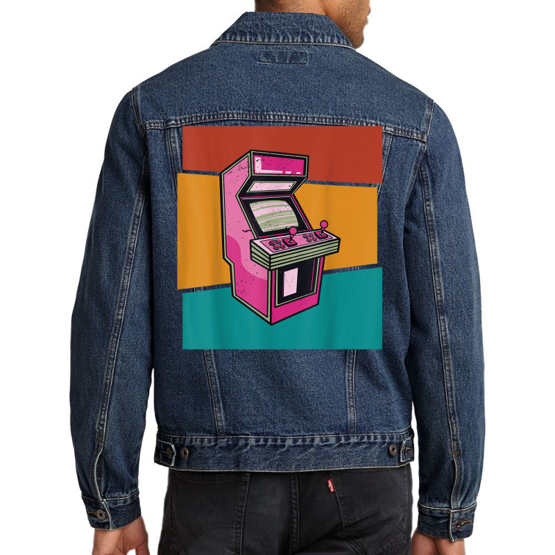 Retro Arcade Game Machine 80s Vintage Gamer Men Denim Jacket by Stunner | Artistshot