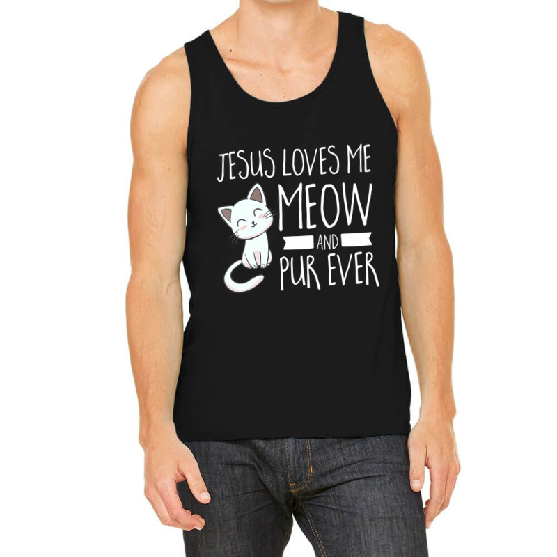 Cat Jesus Loves Me Meow Youth Christian Tank Top | Artistshot