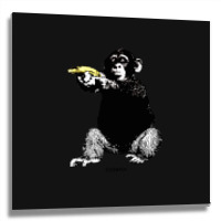 Monkey Shooting Banana Metal Print Square | Artistshot