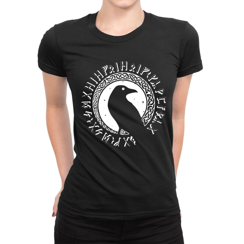 Odin Ravens Huginn & Muninn Vegvisir Ladies Fitted T-Shirt by Cocoa | Artistshot