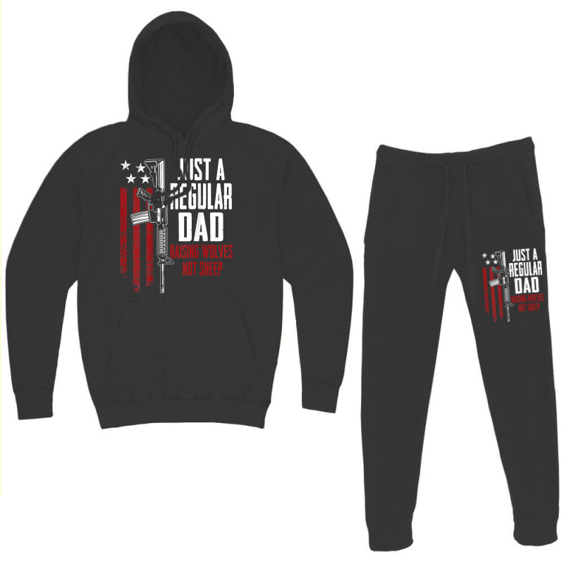 Just A Regular Dad Raising Wolves Not Sheep, Guns, On Back Hoodie & Jogger Set | Artistshot