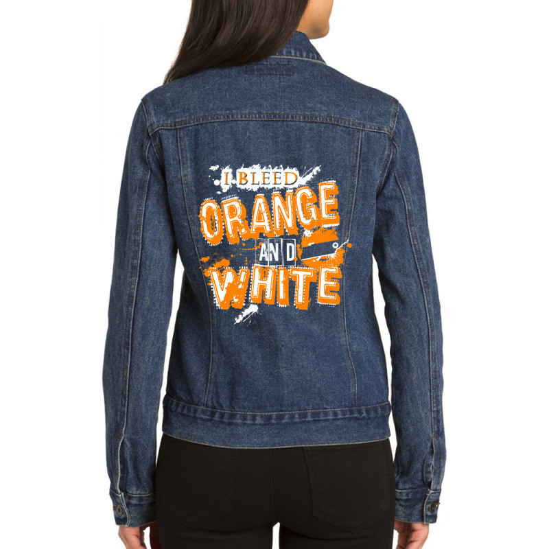 I Bleed Orange And White Tennessee Ladies Denim Jacket by LUISRIVER | Artistshot