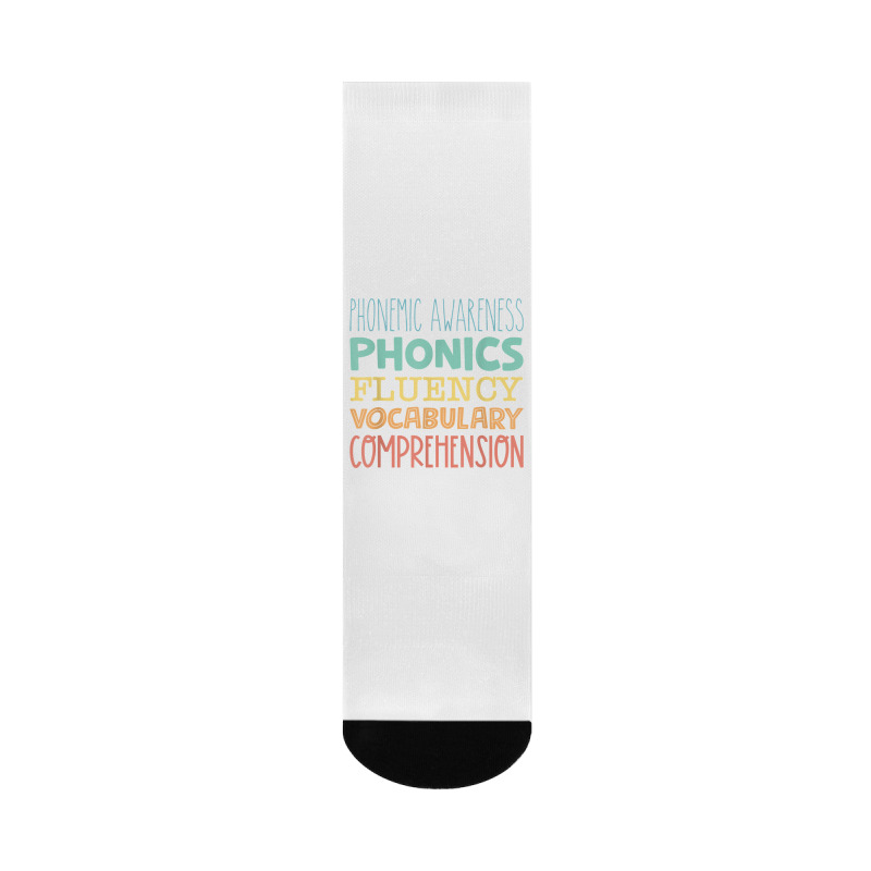 Reading Components Literacy Education Phonemic Awareness T Shirt Crew Socks | Artistshot