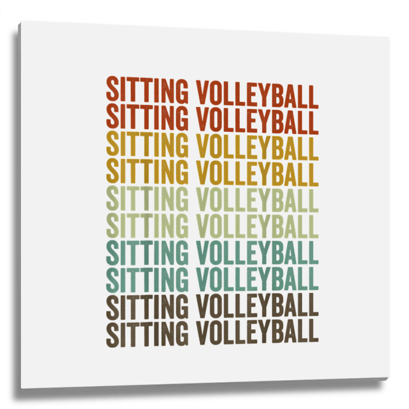 Sitting Volleyball Sports Retro T Shirt Metal Print Square | Artistshot