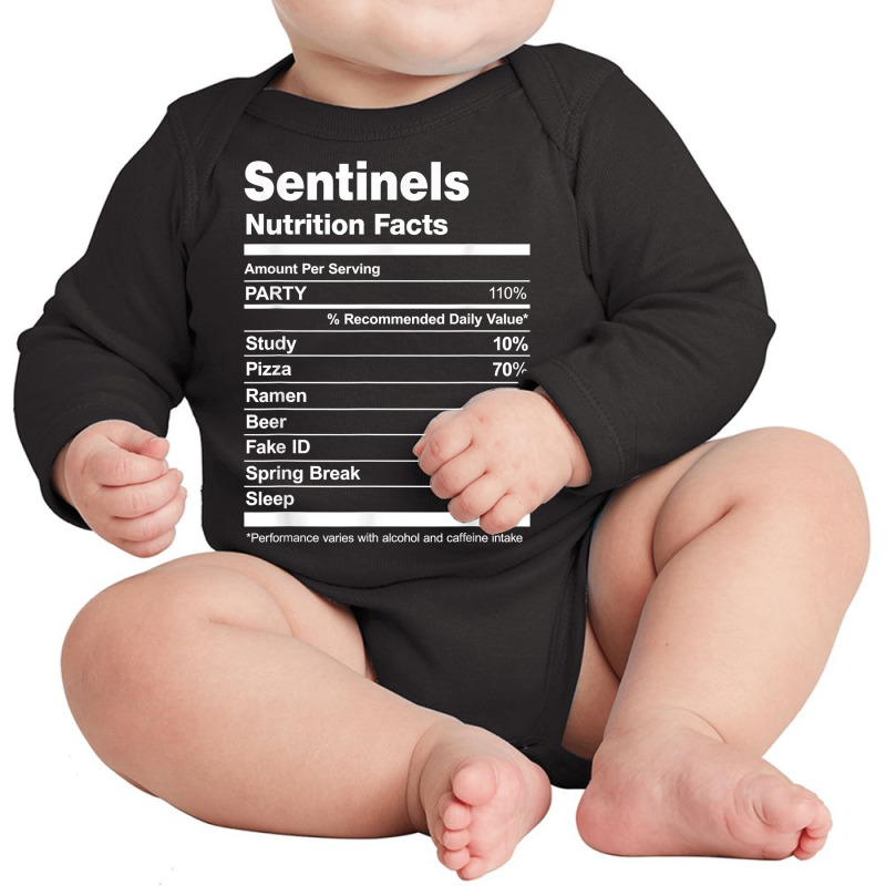 Sentinels Nutrition Facts College University T Shirt Long Sleeve Baby Bodysuit | Artistshot