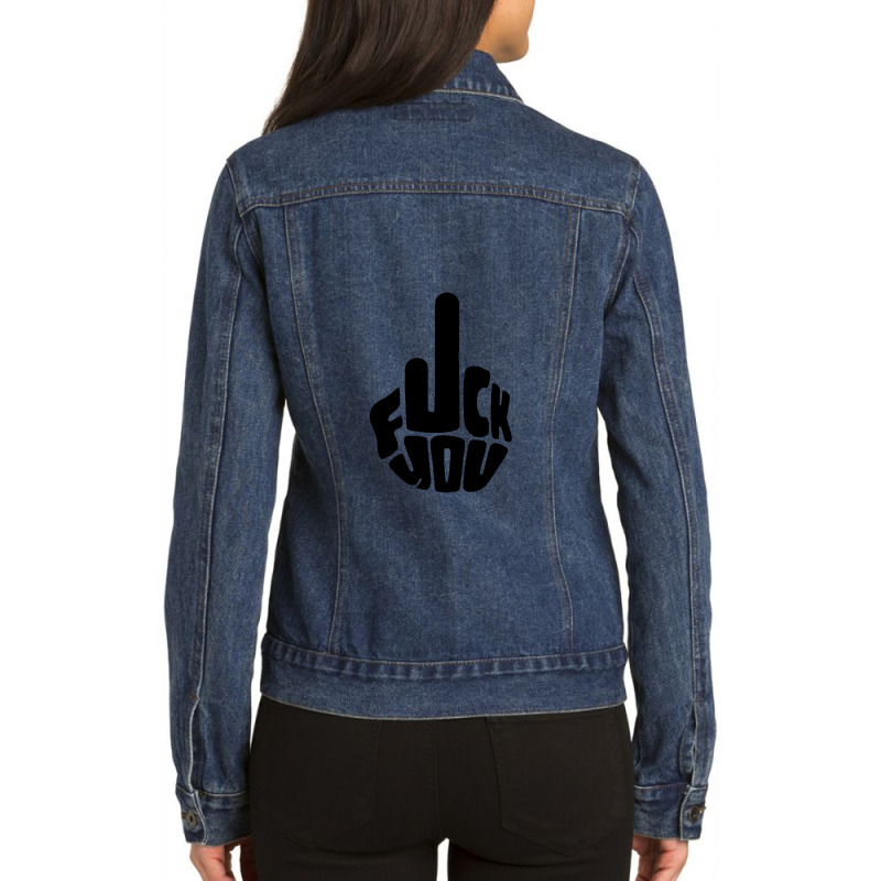 Middle Finger Ladies Denim Jacket by BeckyMoroney | Artistshot