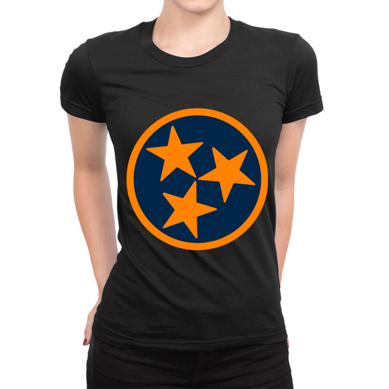 Navy _amp_ Orange Tri-star Ladies Fitted T-Shirt by LUISRIVER | Artistshot