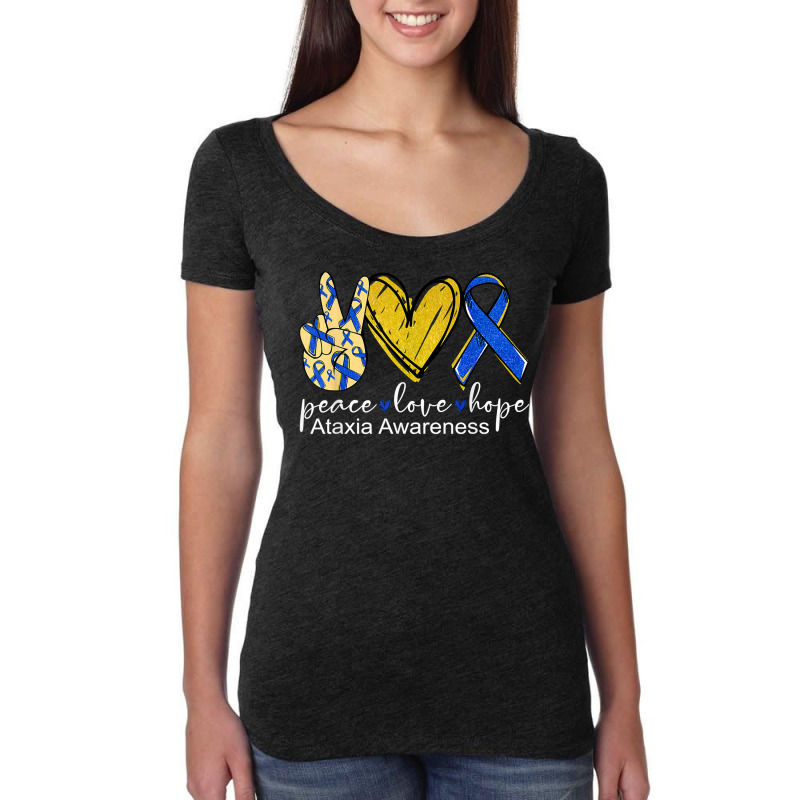 Peace Love Hope Ataxia Awareness Shirt Blue Ribbon T Shirt Women's Triblend Scoop T-shirt by gyzhahykaete | Artistshot