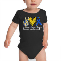 Peace Love Hope Ataxia Awareness Shirt Blue Ribbon T Shirt Baby Bodysuit | Artistshot