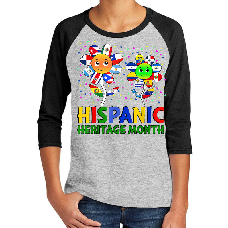 Hispanic Heritage Month Flower Kids Latin Flags T Shirt Youth 3/4 Sleeve by daecuvifysha | Artistshot