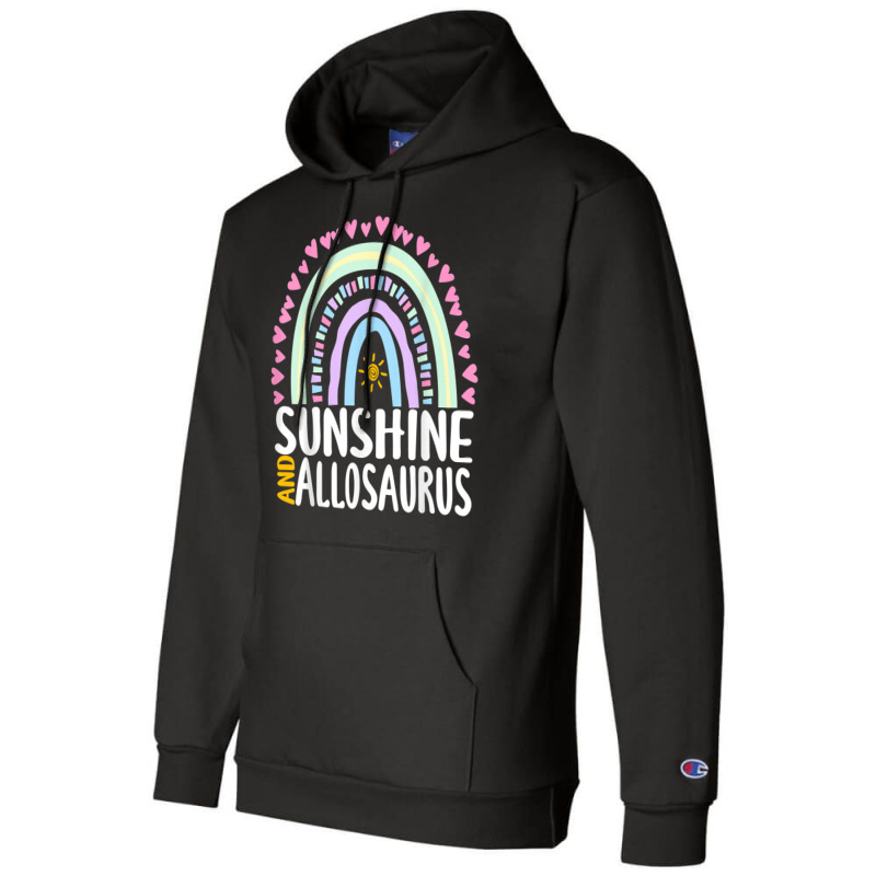 Sunshine And Allosaurus Cute Rainbow Graphic Womens Kids T Shirt Champion Hoodie | Artistshot