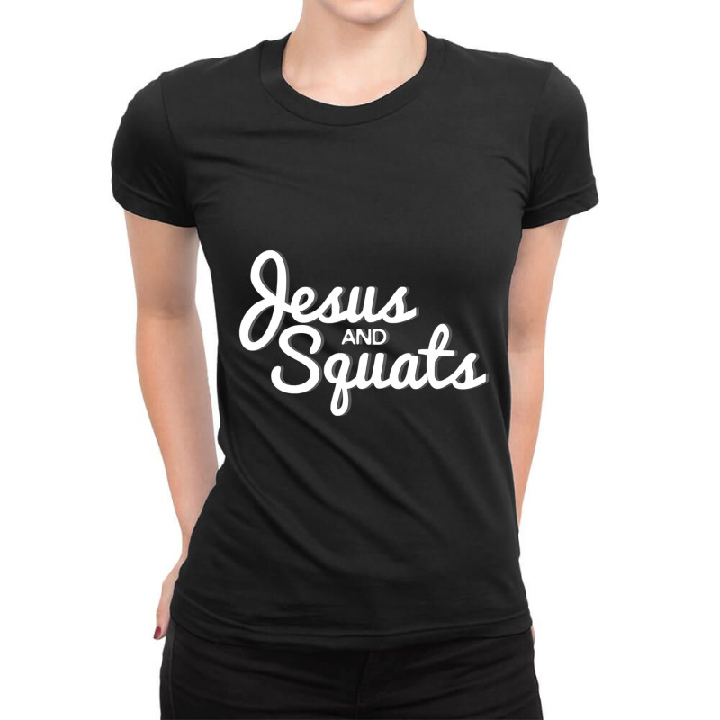 Christian Workou Jesus Lifting Squats Ladies Fitted T-Shirt by thangdinhsinhelf | Artistshot