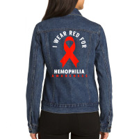 I Wear Red For Hemophilia Awareness T Shirt Ladies Denim Jacket | Artistshot