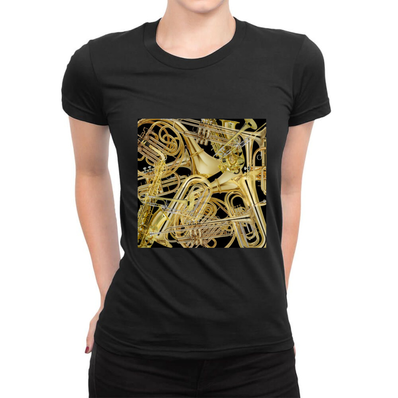 Brass Instruments Ladies Fitted T-Shirt by cm-arts | Artistshot