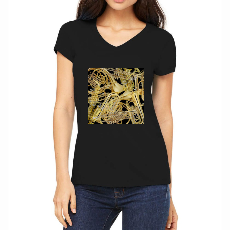 Brass Instruments Women's V-Neck T-Shirt by cm-arts | Artistshot