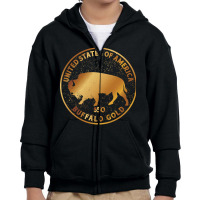 Buffalo Gold Native American, Buffalo Gold Native American Art, Buffal Youth Zipper Hoodie | Artistshot