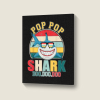 Pop Pop Shark Father's Day For Pop Pop Portrait Canvas Print | Artistshot