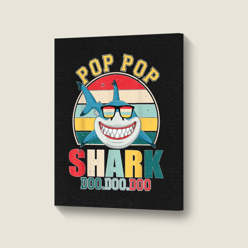 Pop Pop Shark Father's Day For Pop Pop Portrait Canvas Print | Artistshot