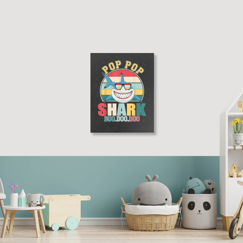 Pop Pop Shark Father's Day For Pop Pop Portrait Canvas Print | Artistshot