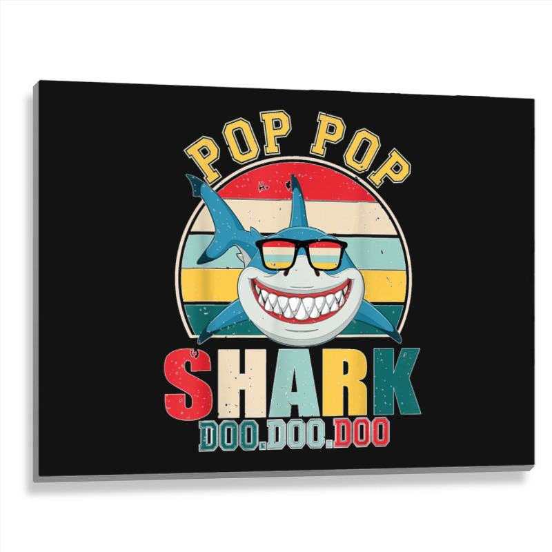 Pop Pop Shark Father's Day For Pop Pop Metal Print Horizontal | Artistshot