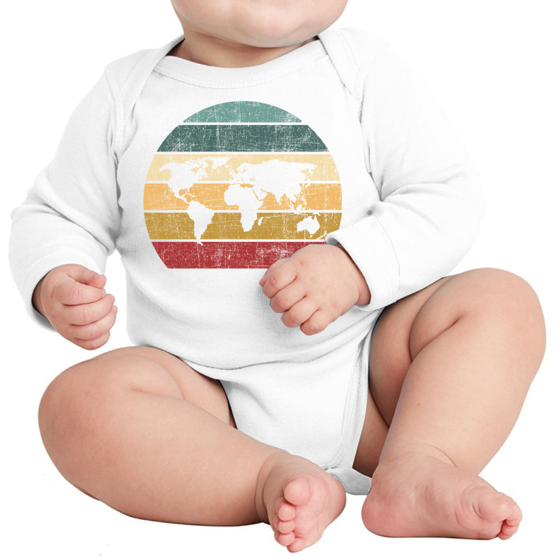 Cartography Retro Map   Geography Geographer Cartographer Long Sleeve Long Sleeve Baby Bodysuit | Artistshot