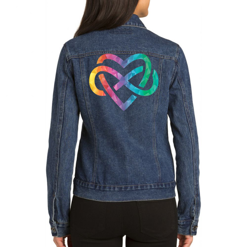 Low Poly Polyamory Rainbow Infinite Heart Lgbtqia Pride Tank Top Ladies Denim Jacket by cm-arts | Artistshot