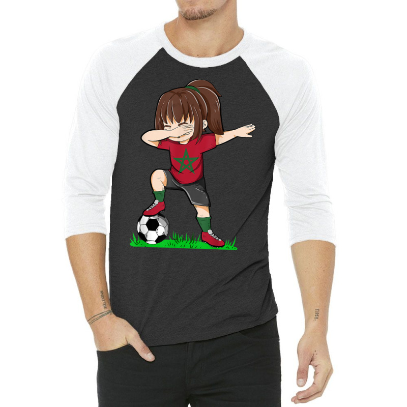 Soccer Morroco Jersey Shirt Moroccan Flag Football Girls Dab T Shirt 3/4 Sleeve Shirt by wevipaenizhu | Artistshot