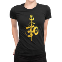 Om Lord Shiva Divine Spear Trident Trishul T Shirt Ladies Fitted T-shirt | Artistshot