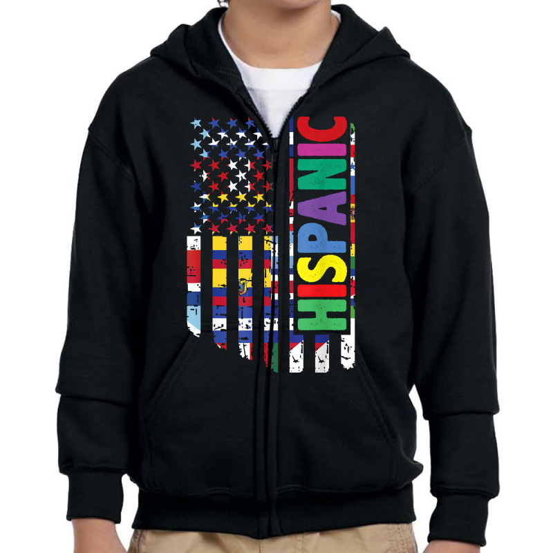 Usa And Latin American Countries Flag Hispanic Heritage T Shirt Youth Zipper Hoodie by cm-arts | Artistshot