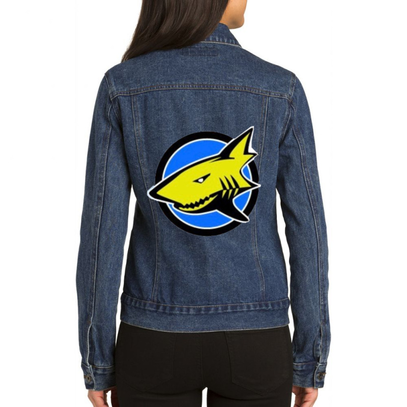 Surfing Shark Ladies Denim Jacket by cm-arts | Artistshot