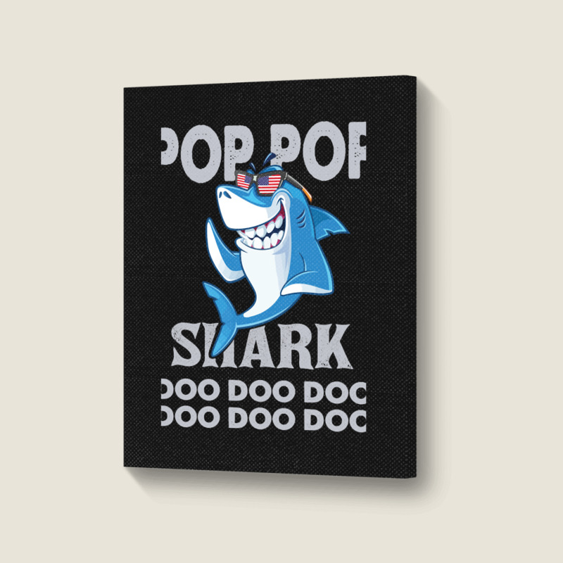 Pop Pop Shark   Pop Pop    Pop Pop Gif   Fahers Day    Pop Pop Birhday Portrait Canvas Print | Artistshot