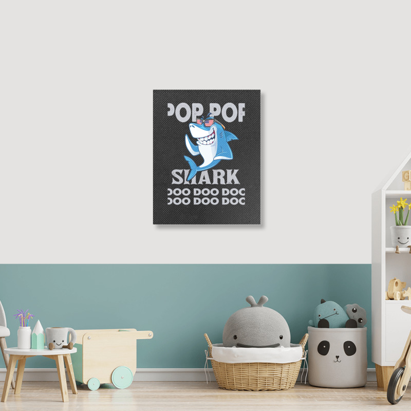 Pop Pop Shark   Pop Pop    Pop Pop Gif   Fahers Day    Pop Pop Birhday Portrait Canvas Print | Artistshot