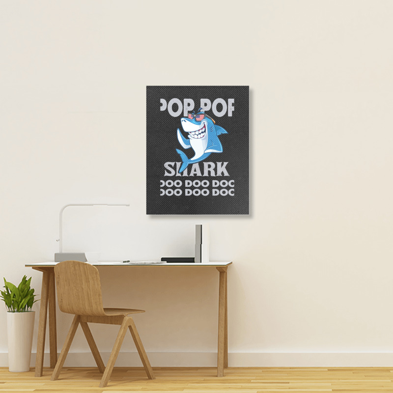 Pop Pop Shark   Pop Pop    Pop Pop Gif   Fahers Day    Pop Pop Birhday Portrait Canvas Print | Artistshot