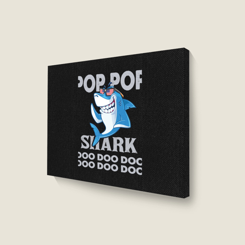 Pop Pop Shark   Pop Pop    Pop Pop Gif   Fahers Day    Pop Pop Birhday Landscape Canvas Print | Artistshot