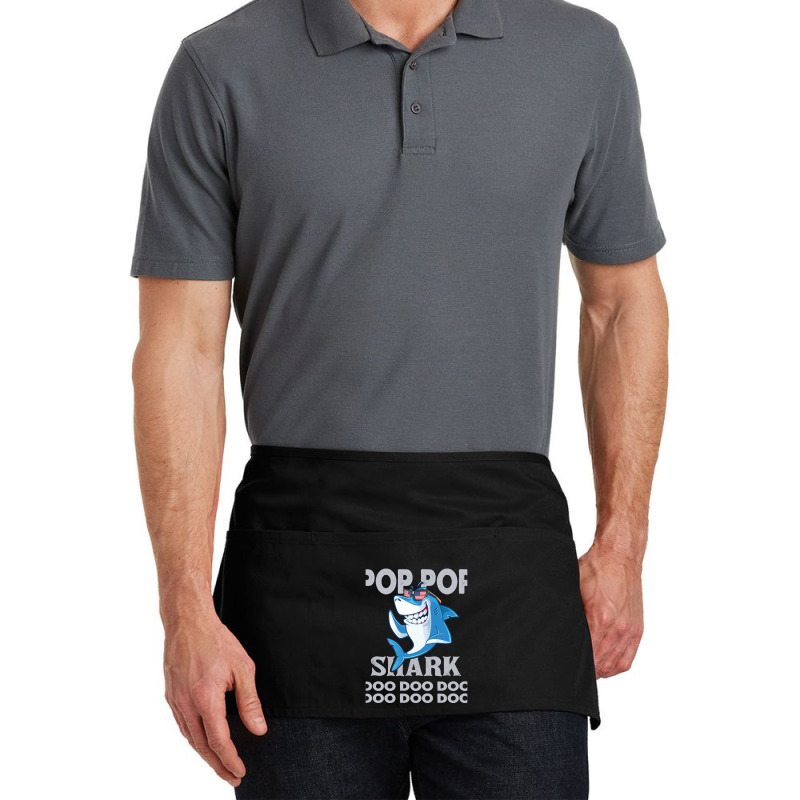 Pop Pop Shark   Pop Pop    Pop Pop Gif   Fahers Day    Pop Pop Birhday Waist Apron | Artistshot