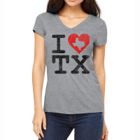 I Love Texas I Heart Tx Flag The Lonestar State Love Pride T Shirt Women's V-neck T-shirt | Artistshot