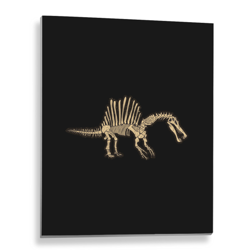 Spinosaurus Skeleton , Spikey Dinosaur Shirt, Dino Bones Tshirt, Paleo Metal Print Vertical | Artistshot