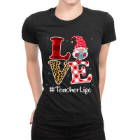 Love Teacher Gnome Christmas Matching Pajamas Women Ladies Fitted T-shirt | Artistshot