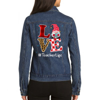 Love Teacher Gnome Christmas Matching Pajamas Women Ladies Denim Jacket | Artistshot