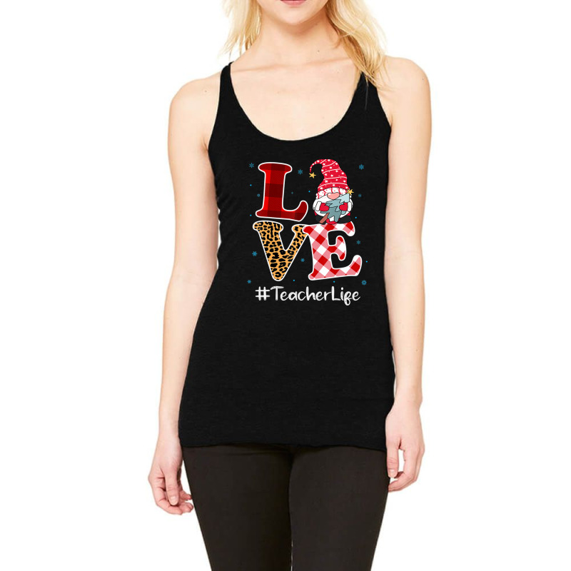 Love Teacher Gnome Christmas Matching Pajamas Women Racerback Tank by cm-arts | Artistshot