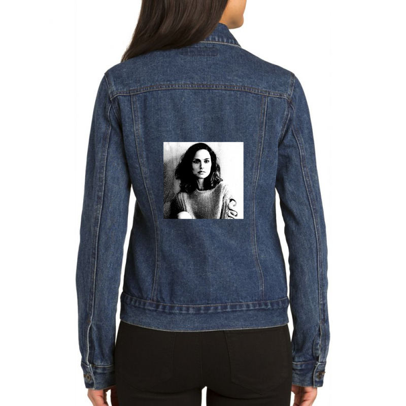 Natalie Portman Black & White Portrait (linocut) Ladies Denim Jacket by ZarkoSuklje | Artistshot