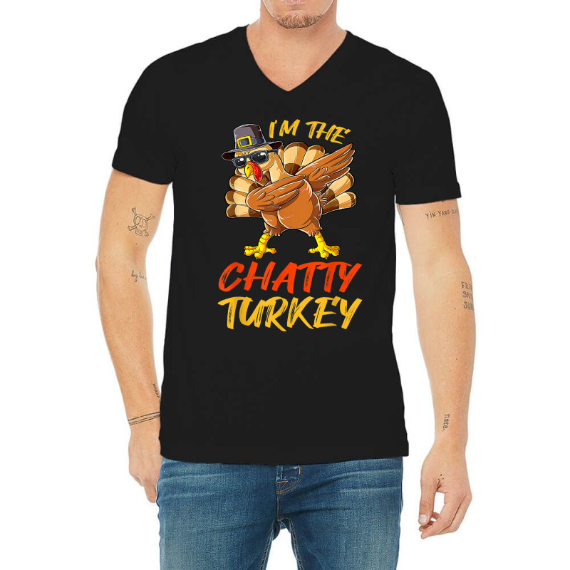 Chatty Turkey Matching Family Group Thanksgiving Party V-neck Tee | Artistshot