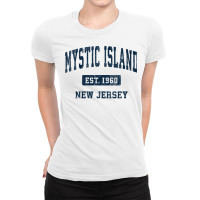 Womens Mystic Island New Jersey Nj Vintage Athletic Sports Design V Ne Ladies Fitted T-shirt | Artistshot