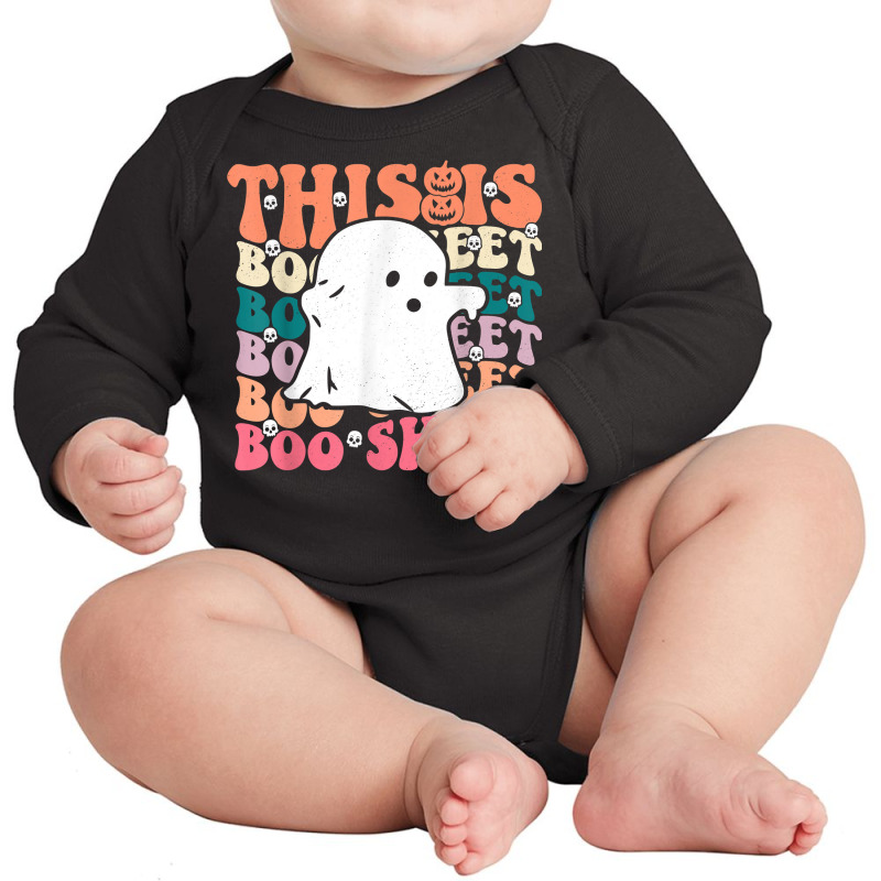 This Is Boo Sheet, Ghost Skull Pumpkin Halloween Retro T Shir Long Sleeve Baby Bodysuit | Artistshot