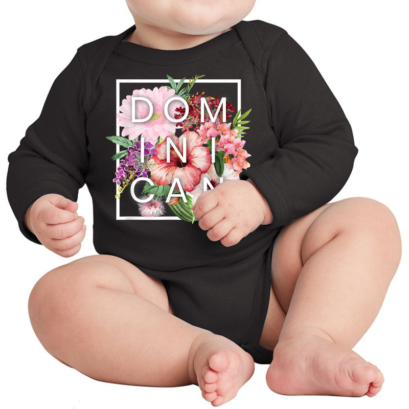 Flowers Of Dominican Republic Word Art   Dominican Pride T Shirt Long Sleeve Baby Bodysuit by cm-arts | Artistshot