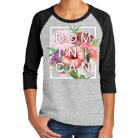 Flowers Of Dominican Republic Word Art   Dominican Pride T Shirt Youth 3/4 Sleeve | Artistshot